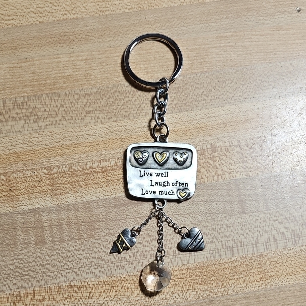 Inspirational Silver Keychain with Heart Charms